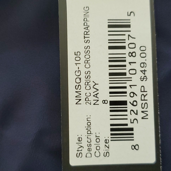 NWT Nicole Miller navy blue swim suit with high waisted bottoms size 8 - Picture 8 of 10